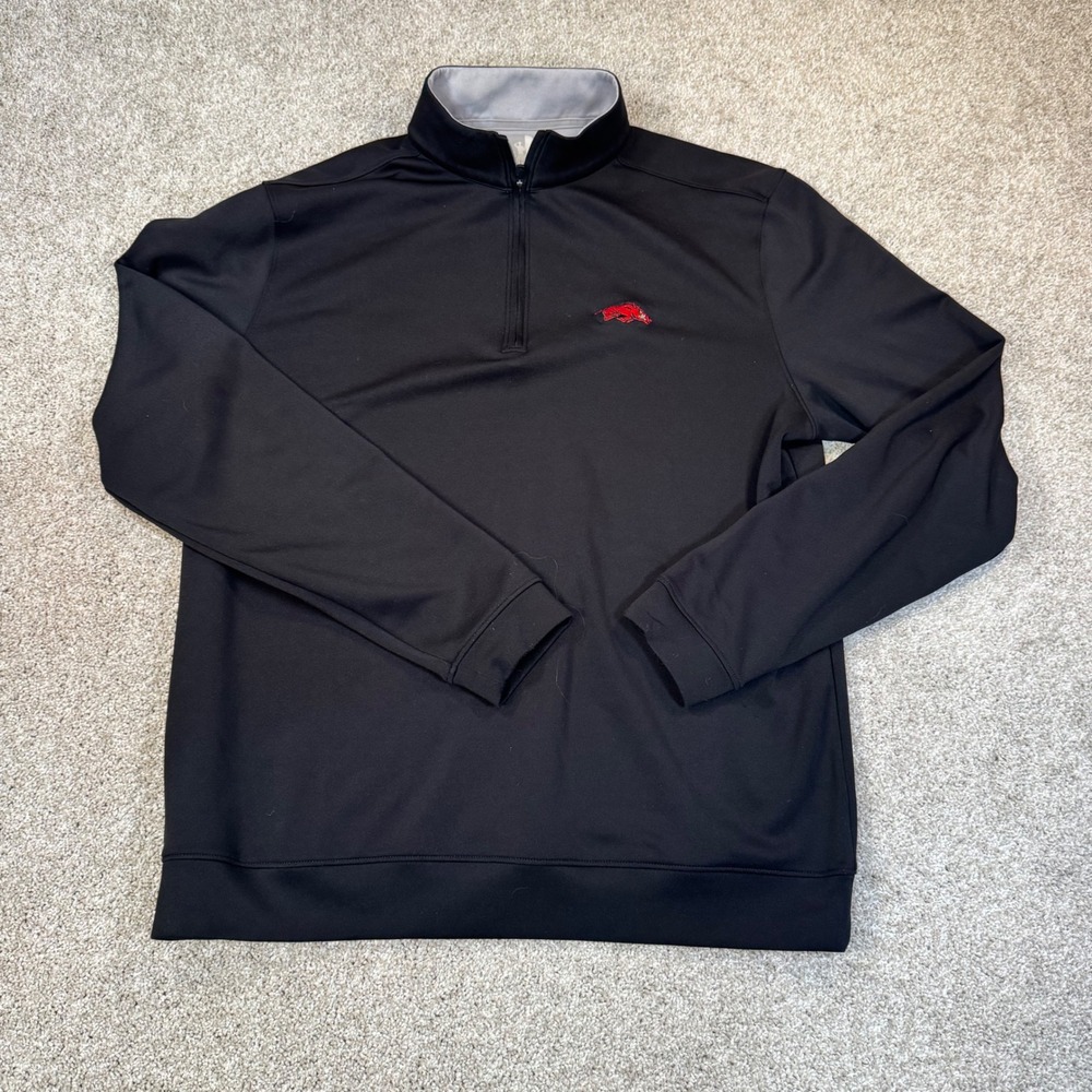 Johnnie-O Arkansas Razorbacks Mens Medium Black Quarter Zip Performance Pullover